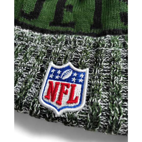 NWT New York Jets Army Green Sports‎ Knit Pom Beanie Fleece Lining OSFA Unisex - Picture 6 of 6